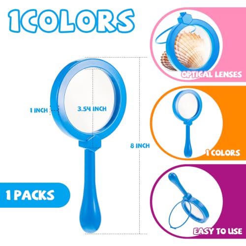 Lewtemi Kids Science Learning Toys Kids Magnifying Glass with Stand Grasp Jumbo Magnifiers 3X Magnification Exploration Preschool Learning Toys for Reading Book Map Insect (Blue) - color: Blue
