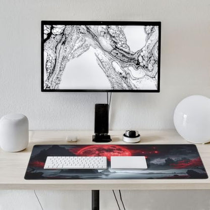 35.4 x 15.7 in, Waterproof XXL Large Mouse Pad for Desk, Extended Keyboard Mouse Mat for Computer Office, Big Laptop Mouse pad, Gaming Pc-Darkness Red Moon - color: Darkness Red Moon