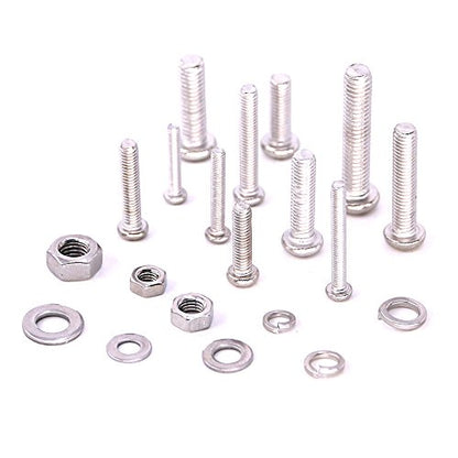 Glarks 665Pcs M3 M4 M5 M6 Stainless Steel Phillips Pan Head Screws Bolts Nuts and Flat Gasket Spring Washers Assortment Kit - style: Pan head screws