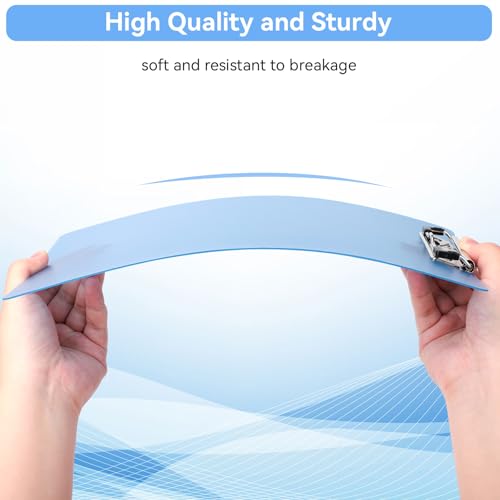 8.8x12.4in Clipboards Fit A4 8.5x11 Letter Size, 4 PCS Waterproof Plastic Board with Sturdy Pen Holder Loop Low Profile Clip, Lightweight & Convenient Writing Supply for Office Cafeteria School - color: Blue, size: 8.8x12.4in - A4