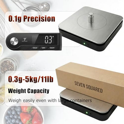 11lb/5kg Digital Kitchen Food Gram Scale with Pull Out Display, 0.1g/0.001oz Precision Wireless Bakery Scale, LED Backlight, 5 Units, USB Rechargeable, Stainless Steel Platform