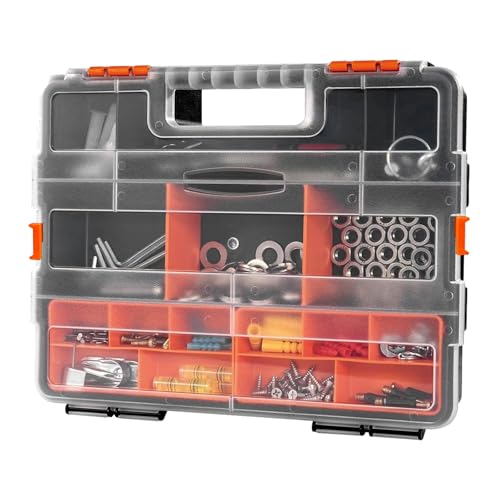 1-Pack Parts Tool Box Organizers,21-Compartments Organizer Box with Removable Dividers for Hardware, Screws, Bolts, Nails, Beads, Jewelry and Fishing Accessories,Stackable (1 pcs) - color: 1 pcs