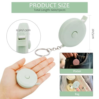 JEPELUS 10Pcs Tape Measure Body Measuring Tape Retractable with Keychains