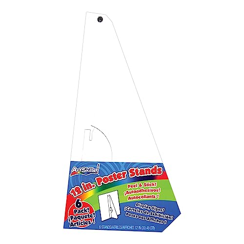 ArtSkills PA-1260 12" White Easel Back Poster Stands, Convenient Peel and Stick, 6-Pack, 12 Inch - size: 6 Pack- 12 Inch