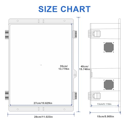 Outdoor Waterproof Electrical Junction Box Weatherproof IP65 ABS Plastic Enclosure with Preset Holes Switch Router Project Box with Mounting Panel Hinged Cover (15.7"x11"x5.9") - size: 15.7"x11"x5.9"