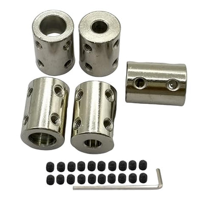 5Pcs 6mm to 10mm Bore Rigid Coupling Set,Steel Rigid Motor Shaft Coupler Adapter with Screws for CNC Machine 3D Printer RC Motor Accessories and DIY - size: 6mm to 10mm