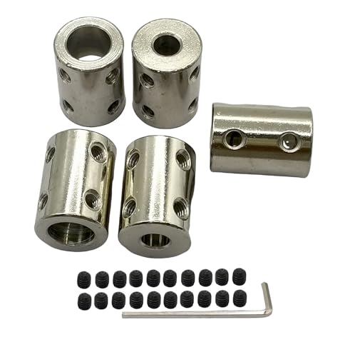 5Pcs 6mm to 10mm Bore Rigid Coupling Set,Steel Rigid Motor Shaft Coupler Adapter with Screws for CNC Machine 3D Printer RC Motor Accessories and DIY - size: 6mm to 10mm