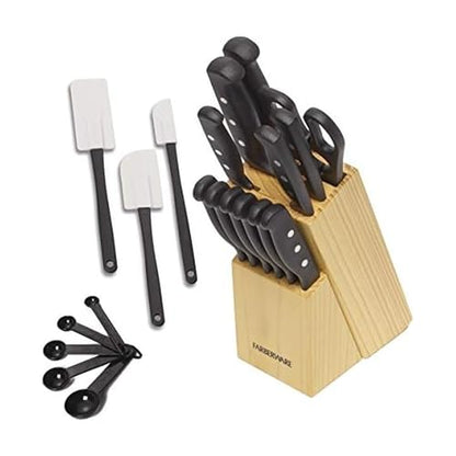 Farberware 22-Piece Kitchen Knife Block Set, High Carbon Stainless Steel - style: Never Needs Sharpening