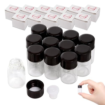 Beauticom 2ML Clear Glass Vial 144 Pieces - 1/2 DRAM (1/16 OZ.) Clear with Screw Caps with Orifice Reducer - color: Clear, size: 144 Bottles