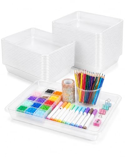 Ziliny 30 Pcs Clear Plastic Art Tray for Classroom, 12.6 x 9.1 x 1 Inch - color: Clear