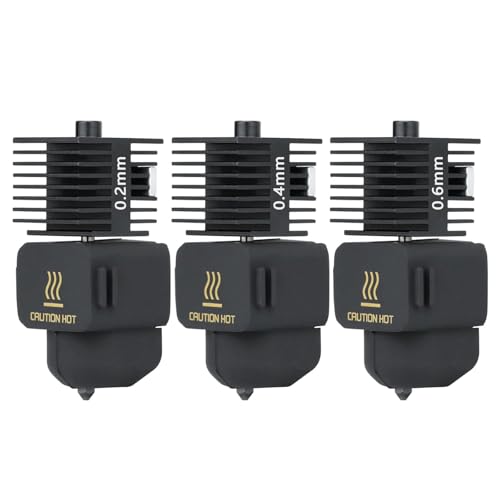 3pac A1 Mini/A1/A2L Hotend Print Head Hot End Kit 0.2mm+0.4mm+0.6mm Extruder Upgrade High Temperature 0.4 mm Hardened Steel Nozzle Replacement with Silicone Cover Sock for Bambu Laboratory 3D Printer - size: 0.2+0.4+0.6mm
