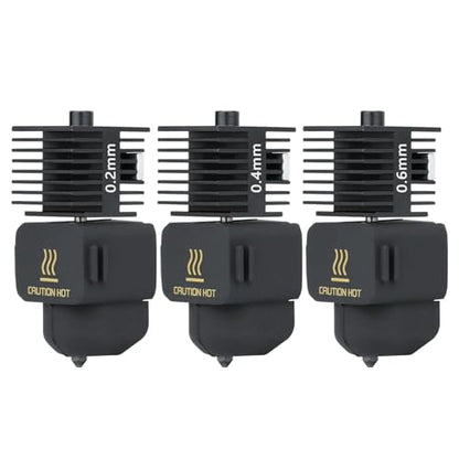 3pac A1 Mini/A1/A2L Hotend Print Head Hot End Kit 0.2mm+0.4mm+0.6mm Extruder Upgrade High Temperature 0.4 mm Hardened Steel Nozzle Replacement with Silicone Cover Sock for Bambu Laboratory 3D Printer - size: 0.2+0.4+0.6mm