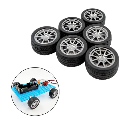 12PCS Toy Wheel RC Car Rubber Tire Wheel with Round Rod Shaft Axles for RC Car Truck Robot Boat Helicopter DIY Model Toy Building Project (2.5x28mm) - style: 2.5x28mm