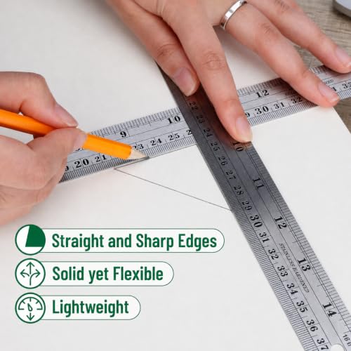 Mr. Pen- Metal Straight Edge Ruler, 2 Pack, 15 Inch - color: Silver, size: 2 Pack, 15 inch