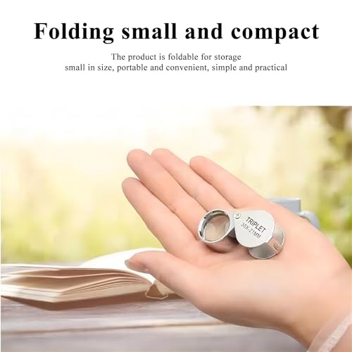 Othmro 2Pcs 10X Jewelers Magnifying Glass, Diameter 0.83in Metal Illuminated Jewelry Magnifier, Pocket Folding Magnifying Glass, Mini Microscope Jewelers Loupe, Round Body Jewelry Loupe Silver - color: B 10x/ 21 Mm