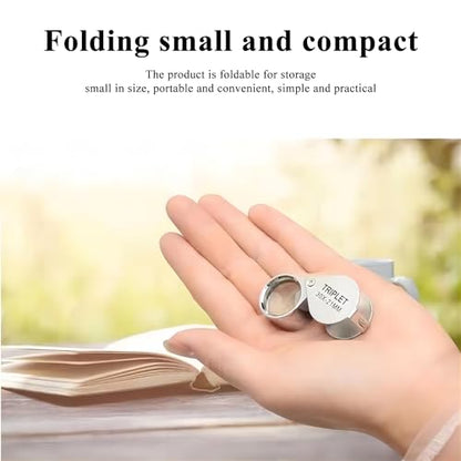Othmro 2Pcs 10X Jewelers Magnifying Glass, Diameter 0.83in Metal Illuminated Jewelry Magnifier, Pocket Folding Magnifying Glass, Mini Microscope Jewelers Loupe, Round Body Jewelry Loupe Silver - color: B 10x/ 21 Mm