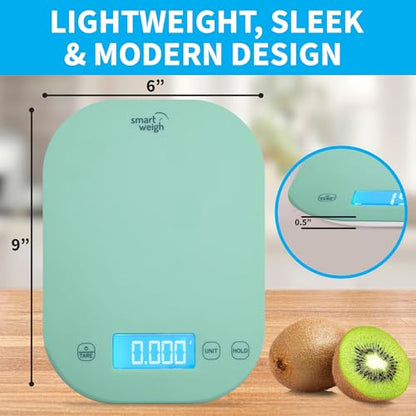 Smart Weigh Mint Green Kitchen Scale, 11 lb x 1g, Tare & Backlit Display - color: Green