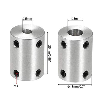 uxcell 5mm to 8mm Bore Rigid Coupling Set Screw L25XD18 Aluminum Alloy,Shaft Coupler Connector for 3D Printers, Motor Accessories,4pcs - size: 5mm to 8mm
