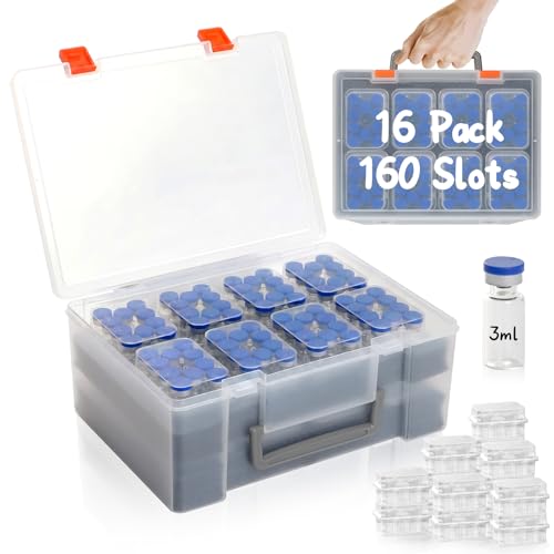 160 Slots 3ml Peptide Storage Box Bulk Plastic Peptide Case(Vials not incl) - color: Transparent, size: 160 Slots
