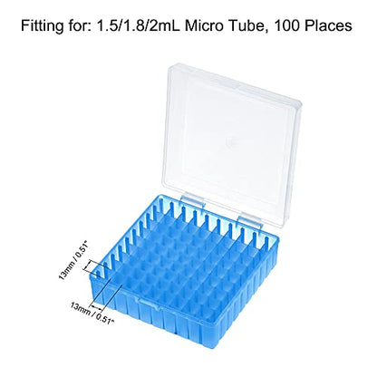 uxcell Centrifuge Tube Freezer Storage Box 100 Places Waterproof Polypropylene Lockable Cryogenic Holder Rack for 1.5/1.8/2ml Microcentrifuge Tubes Vials Samples, Blue - color: Blue