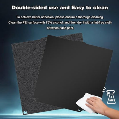 260x271mm Black Build Plate Double Sided Textured PEI+Smooth PEI Flexible Removable Spring Steel Heated Printing Bed Platform for Elegoo Centauri Carbon/Centauri 3D Printer - size: 260x271mm