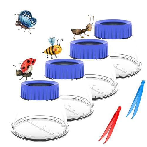 5X Magnifier Bug Viewer, Bugs Habitat Magnifying Bug Jar for Kids - color: 4pack Sky Blue