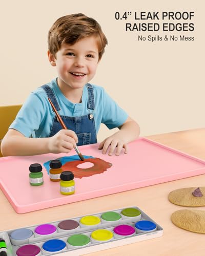 Silicone Art Mat for Crafts, 12" x 19" Waterproof Non-Slip Painting Mat - color: Pink, size: 12" x 19"