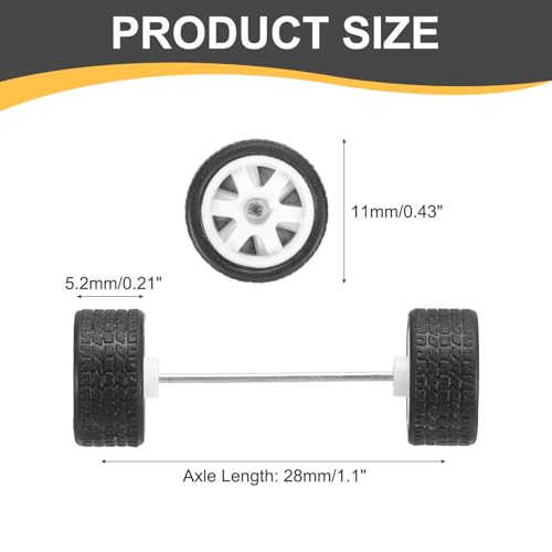 MECCANIXITY 4 Set 1/64 Wheels and Tires Set, Real Riders Rims Includes Axles for RC Diecast Car DIY Model, White Rims - color: White Rims