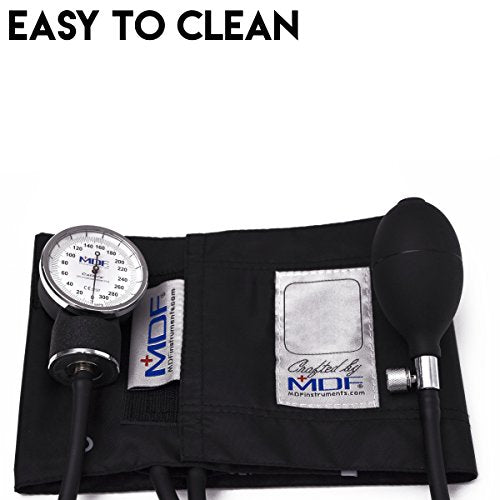 MDF Instruments, Calibra Aneroid Premium Professional Sphygmomanometer, Blood Pressure Monitor with Adult Cuff & Carrying Case, Lifetime Calibration, White Dial, Black Cuff, MDF808M11 (Pack of 2) - color: Black, size: Standard Gauge - Adult Cuff (Pack of
