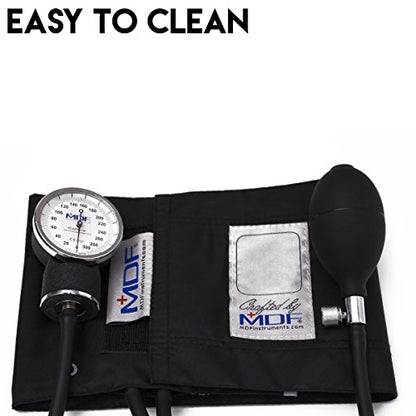 MDF Instruments, Calibra Aneroid Premium Professional Sphygmomanometer, Blood Pressure Monitor with Adult Cuff & Carrying Case, Lifetime Calibration, White Dial, Black Cuff, MDF808M11 (Pack of 2) - color: Black, size: Standard Gauge - Adult Cuff (Pack of