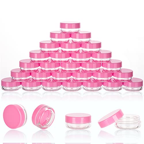 3 Gram Sample Containers 100 Count Empty Lip Balm Containers with Labels - color: Pink