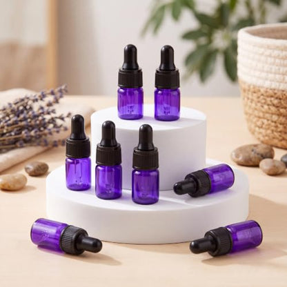 Didaey 100 Pcs Mini Glass Oil Dropper Bottle, 2 ml, Aromatherapy Purple - color: Aromatherapy Purple, size: 2 ml
