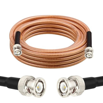 RG8X BNC Extension Cable, Low Loss BNC Male to BNC Male Coaxial Cable, 50 Ohm Flexible Coax Jumper with Dual-Layer Strain Relief for CCTV Security Camera, RF Antennas, Oscilloscope 20FT - size: 20FT
