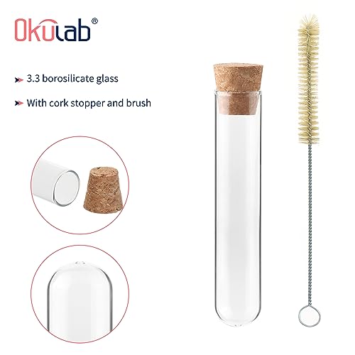 Glass Test Tubes Bulk 50pcs,16ml 20x100mm Test Tube with Cap and Brush, Glass Test Tube for Scientific Plants,TTGS01A50 - style: 50pcs of 20x100mm(16ml)