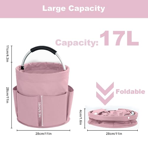 Cleaning Caddy with Handle, Cleaning Supplies Organizer Collapsible Bucket - color: Pink