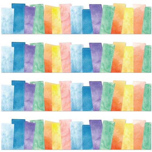 72ft Colorful Paper Bulletin Board Borders Watercolor Texture Bookshelf Paper Border Trim Colorful Boho Book Spine Classroom Decor for Back to School Classroom Party Home Office Chalkboard Wall Decor - style: Watercolor