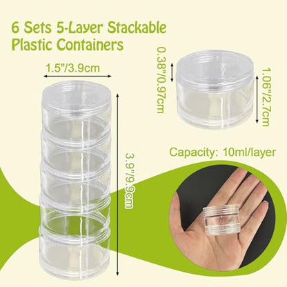 Luomorgo 6 Sets Stackable Clear Plastic Containers, 10ML, 5-Layer - size: 10ML