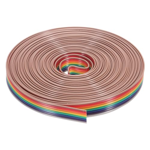 MECCANIXITY 1 Pcs 8 Pin Flat Rainbow Ribbon Cable 20 Ft 1.27mm Pitch Breadboard Jumper Wires for Electronic Projects - size: 20 Ft, style: 8P