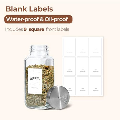 ComSaf Glass Spice Jars with Shaker Lids 8 oz 6 Pack Square - size: 8 fl oz x 6 - Shaker Lids