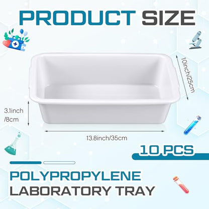 Kingdder 10 Pack Plastic Lab Trays 13.78'' L x 9.84'' W x 3.15'' H PP Tray - size: 13.78'' L X 9.84'' W X 3.15'' H