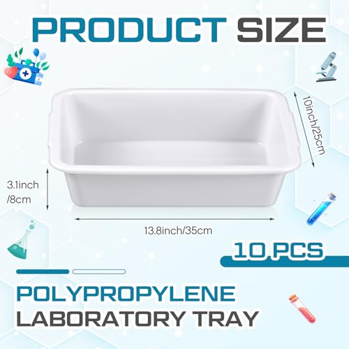 Kingdder 10 Pack Plastic Lab Trays 13.78'' L x 9.84'' W x 3.15'' H PP Tray - size: 13.78'' L X 9.84'' W X 3.15'' H