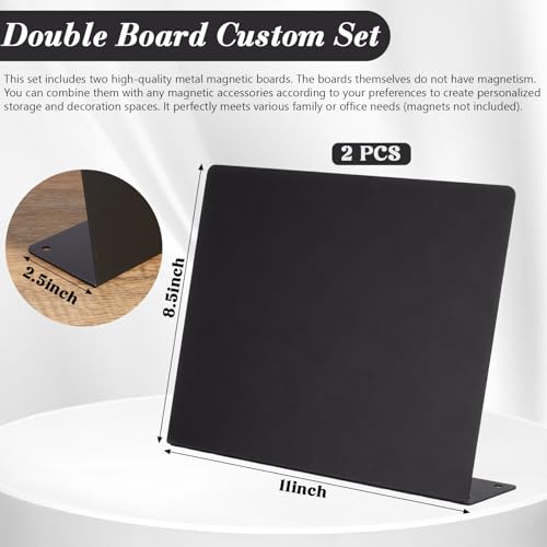 LEIFIDE 2 Pcs Black Magnet Boards Magnetic Bulletin Board Announcement Wave-Shaped Magnetic Display Board Stand Metal Desktop Memo for Menus Dining Table Home School Kitchen Office(8.5 x 11 Inch) - size: 8.5 x 11 Inch