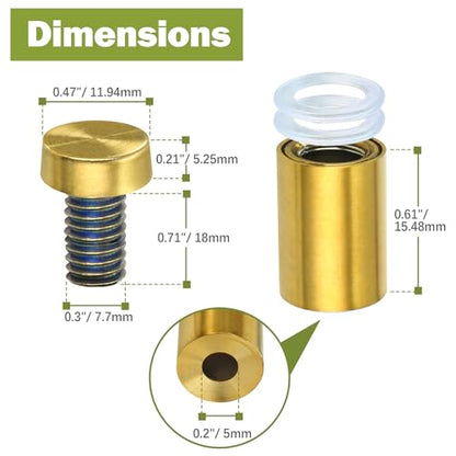 12 x 20mm (Dia. x L) Stainless Steel Standoff Screws - Gold - 4 Pieces - color: Gold, size: 12 x 20mm / 0.47" x 0.79"