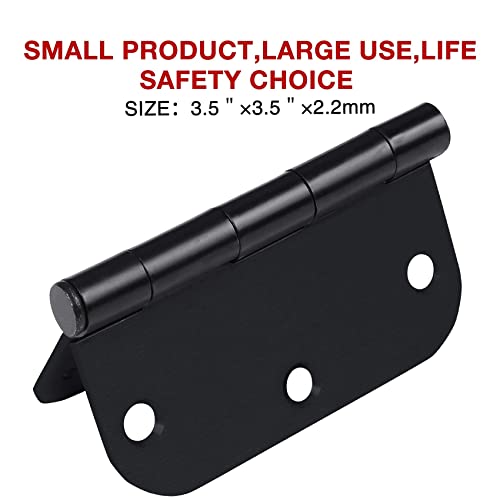 TDCHINGES 3 1/2" Matte Black Door Hinges 3.5" Rounded Flat 5/8" 30 Pack - color: Matte Black, size: 30 Pack