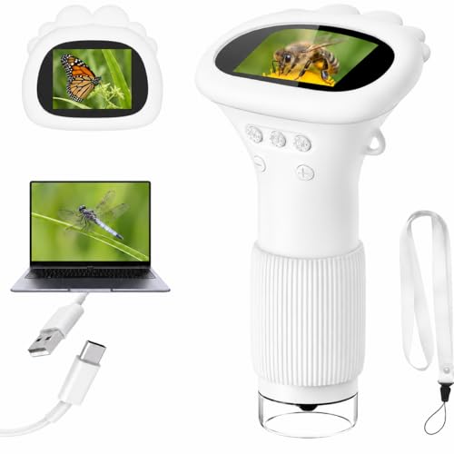 1000X Microscope for Kids, 2'' Screen Kids Wonder Quest Microscope Camera - color: White