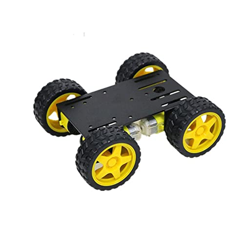 Premium 4WD Smart Robot Car Chassis Platform Kit for Arduino, Raspberry Pi, MicroBit - DC Electric Motor with Plastic TT Wheel, 3-6V Dual Shaft Gear Motor, Magnetic Gearbox Engine (Black) - color: Black