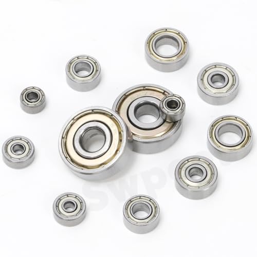 Swpeet 48Pcs 6 Sizes 693ZZ, 623ZZ, 624ZZ, 685ZZ, 687ZZ,627ZZ Ball Bearings Assortment Kit, High Carbon Steel Deep Groove Bearings, Double Shielded - size: Assortment Kit-48PCS, style: High Carbon Steel