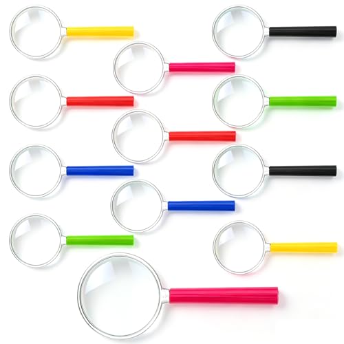 12 Pack 3X mini Magnifying Glass for Kids Plastic Magnifying Glasses