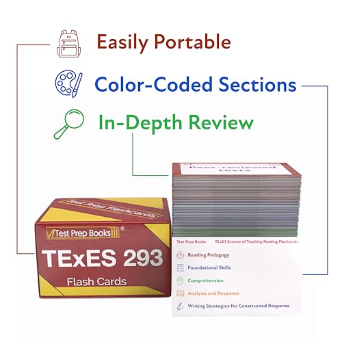 TExES Science of Teaching Reading 293 Study Cards: TExES Science of Teaching Reading Exam Prep and Practice Test Questions [Full Color Cards]