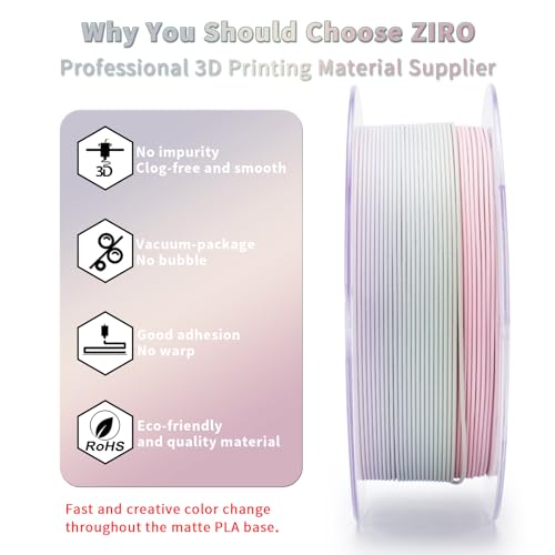 ZIRO PLA Filament 1.75mm, Matte Fast Color Change,1kg Spool, Morandi - color: Morandi(matte)